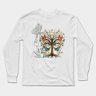 Just a Girl Who Loves Butterflies Tree of Life Butterfly Girl Butterfly Lovers Perfect Gift Idea Long Sleeve T-Shirt